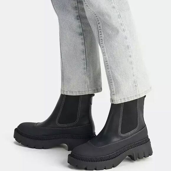 Coach Jayla Lug Sole Black Leather Chelsea Boot womens size 8.5 - Picture 10 of 14